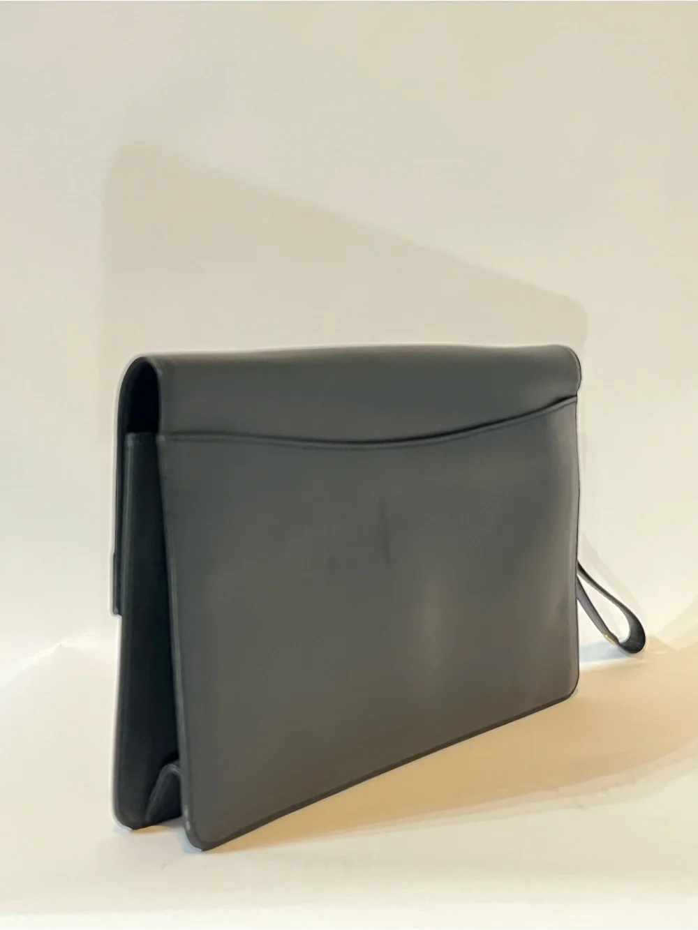 Dunhill Vintage Black Leather Clutch Gold Combination Lock Wristlet 🇮🇹